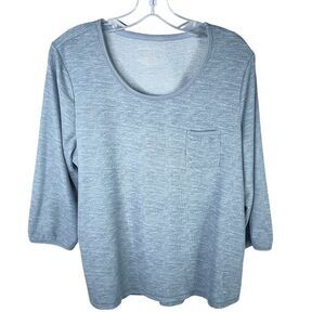 Croft & Barrow Intimates Women's Sz L Gray 3/4 Sleeve Pullover Waffle Pajama Top